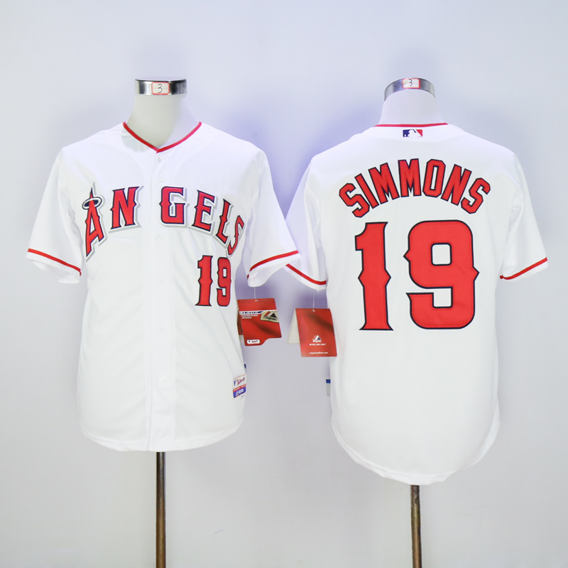 Men Los Angeles Angels #19 Simmons White MLB Jerseys